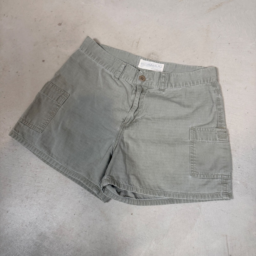 Hydraulic Women Olive Green Cargo Shorts Cotton Utility Y2K Size 9/10 2282